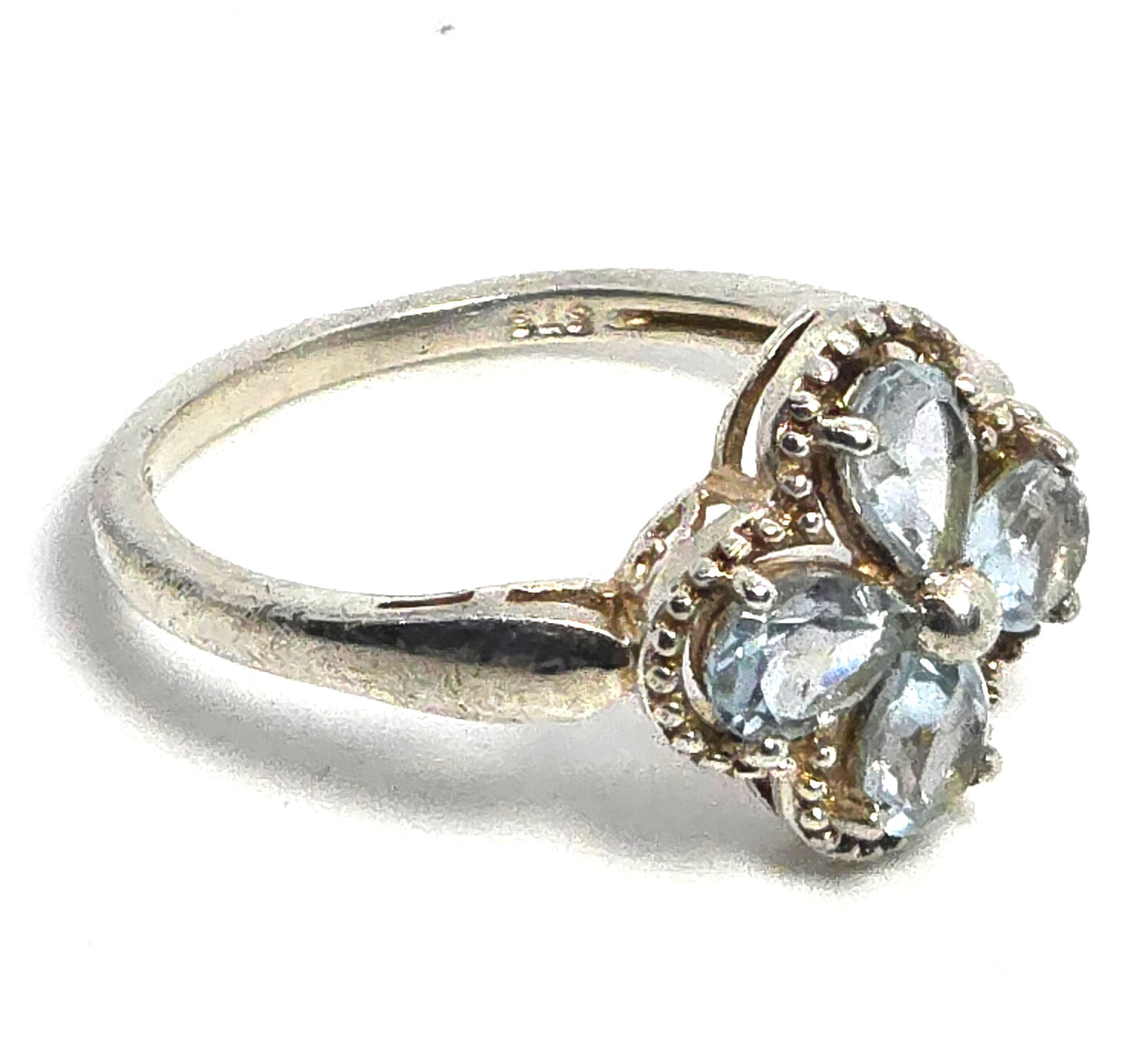 STS Chuck Clemency Blue topaz gemstone flower Arpels sterling silver ring size 9