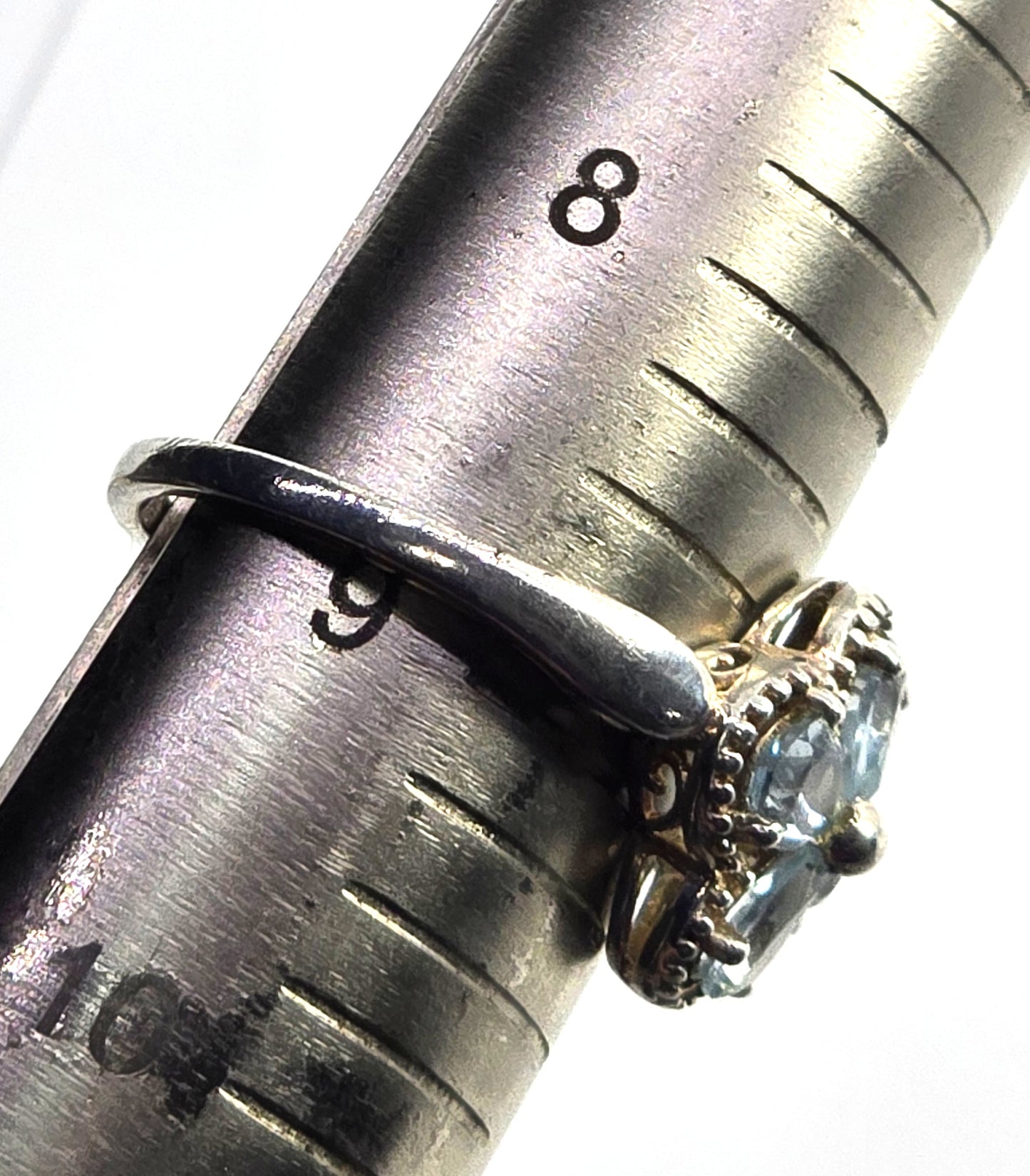 STS Chuck Clemency Blue topaz gemstone flower Arpels sterling silver ring size 9