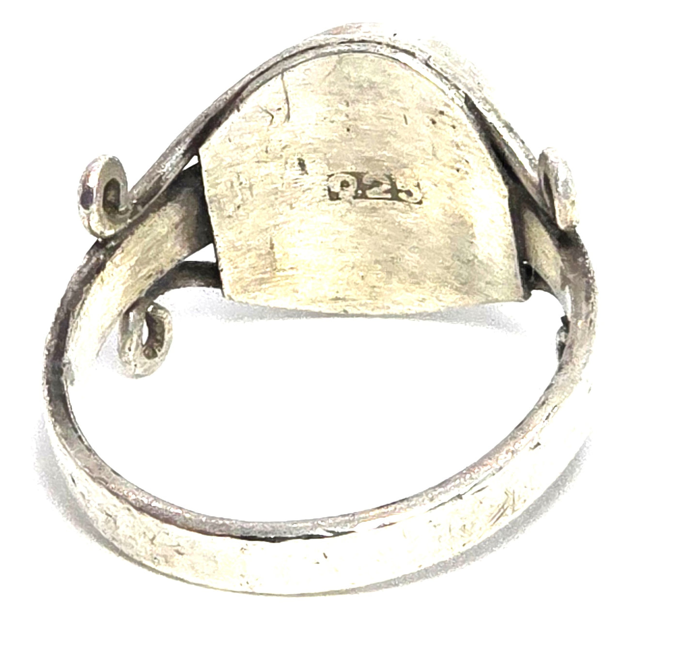 Blue fire opal black mosaic sterling silver tribal vintage ring size 6