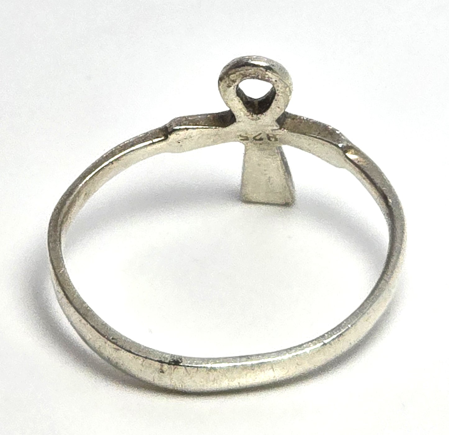 Ankh Key of Life Egyptian Revival vintage solid sterling silver ring size 7