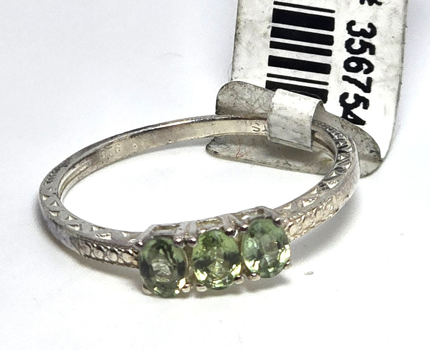 STS Chuck Clemency green Peridot gemstone sterling silver ring size 8