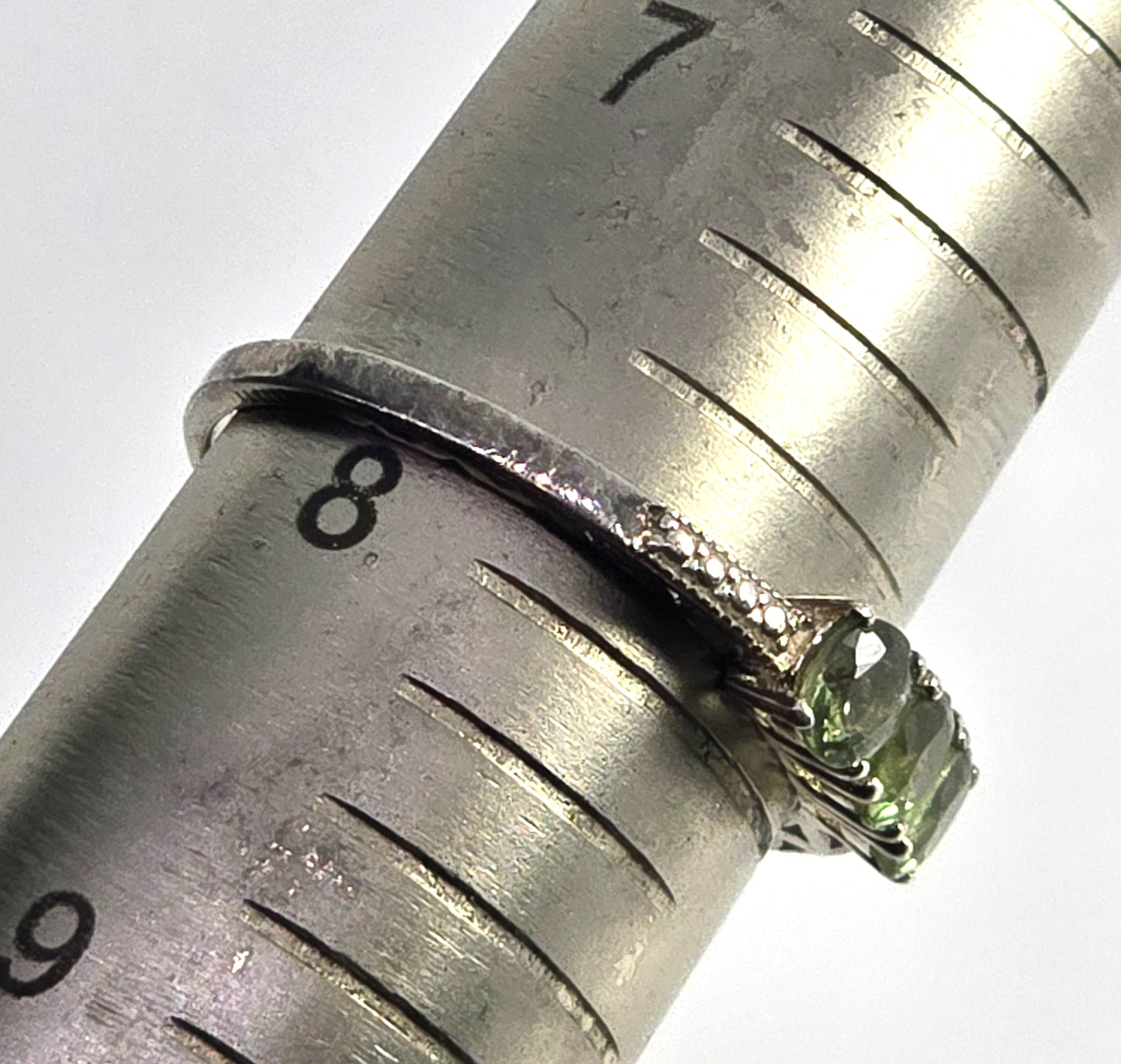 STS Chuck Clemency green Peridot gemstone sterling silver ring size 8