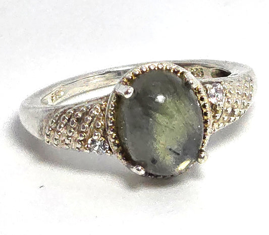 STS Chuck Clemency Labradorite CZ cubic zirconia sterling silver ring size 9