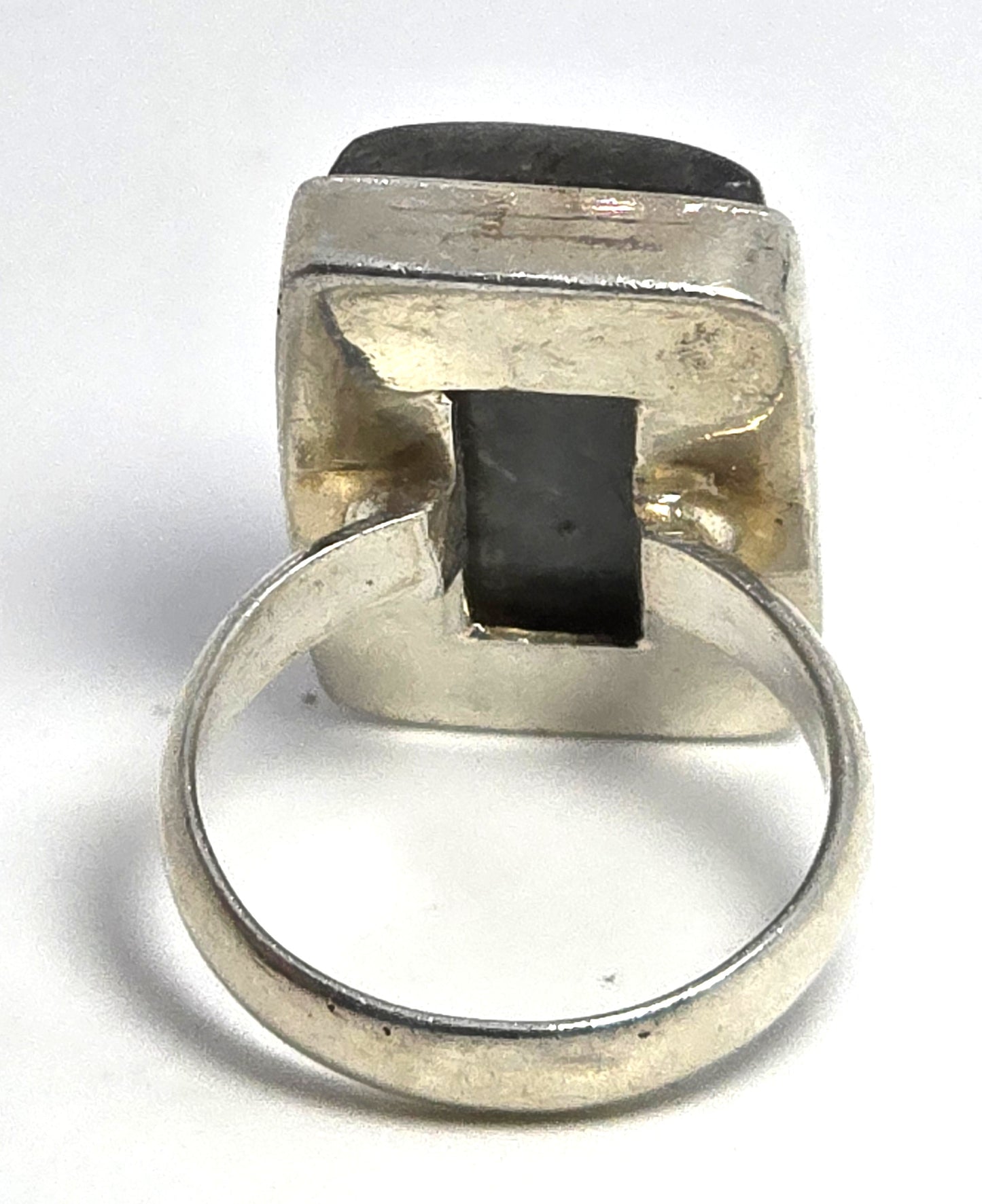 Rainbow Flashy Labradorite large gemstone sterling silver statement ring size 7