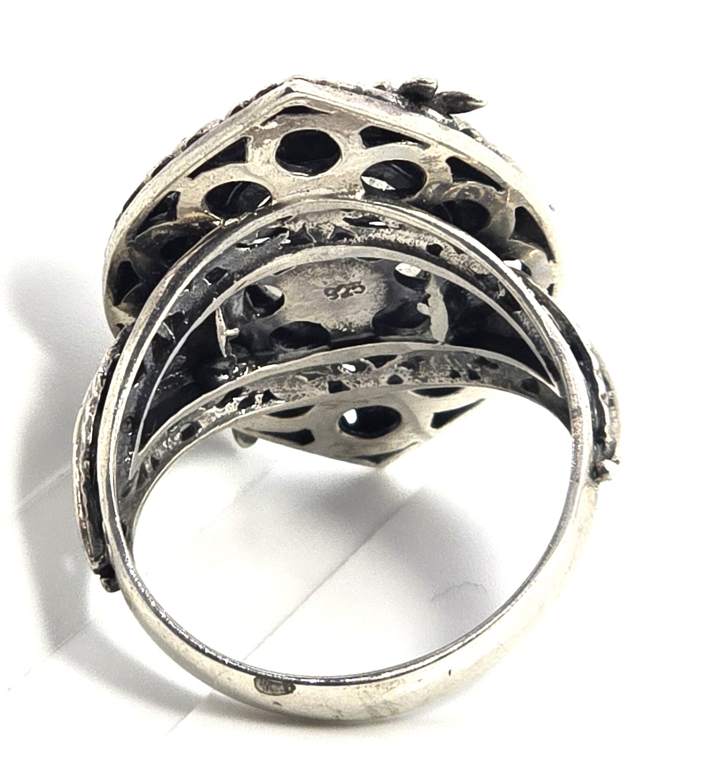 Dragonfly Blue Moonstone large sterling silver tribal Balinese statement ring size 10