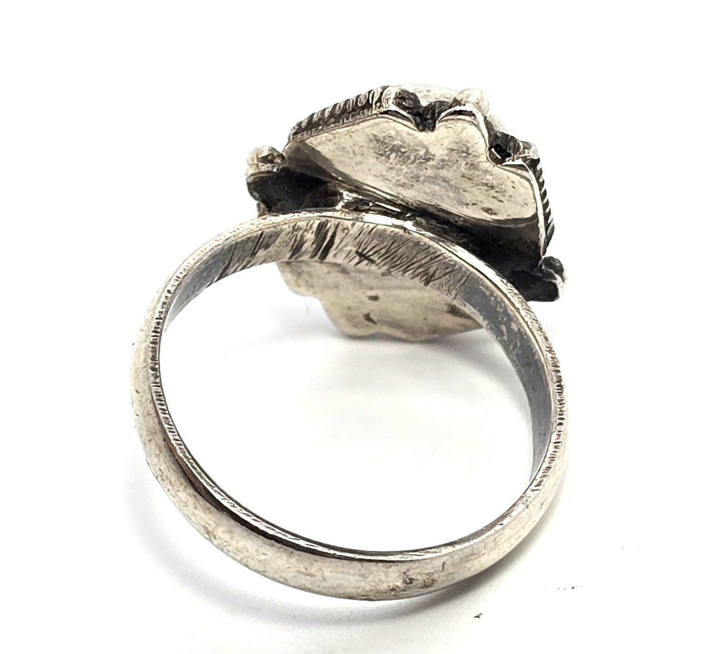 Rainbow moonstone flashy modernist vintage sterling silver ring size 7