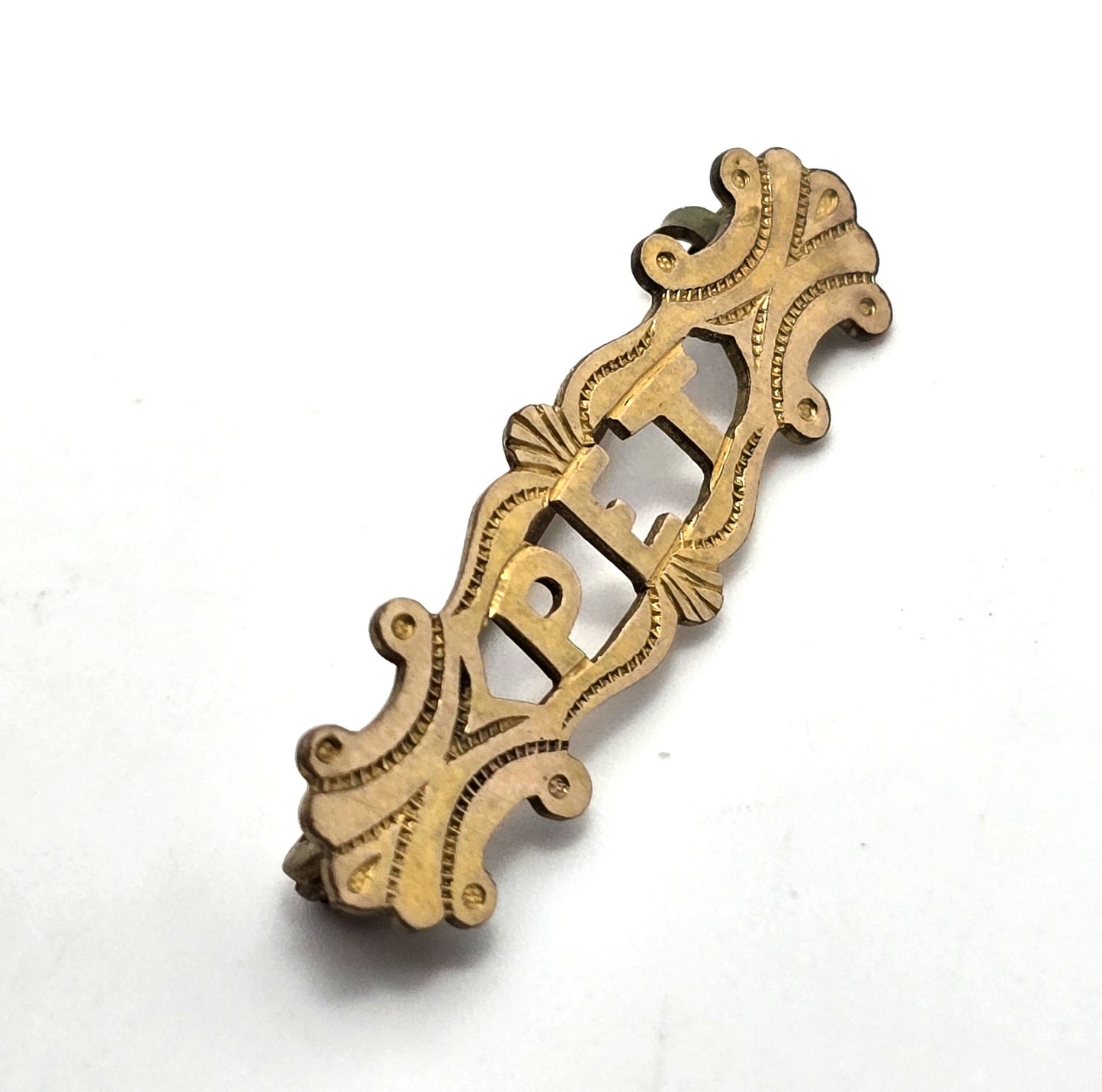 Antique Victorian baby yellow gold filled PET antique bar pin brooch