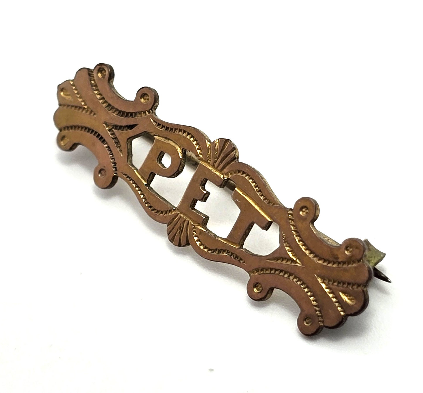 Antique Victorian baby yellow gold filled PET antique bar pin brooch