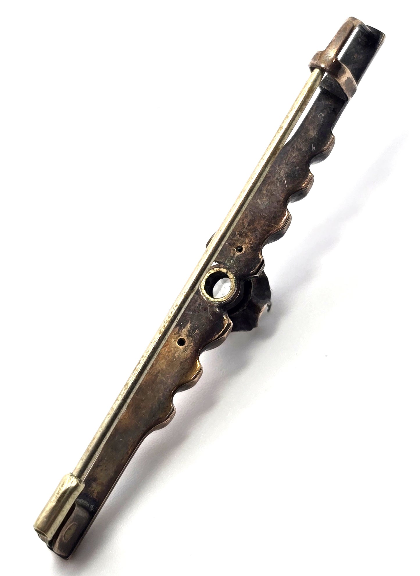 Antique Etruscan yellow rolled gold twisted paste glass Brooch bar pin 1800's