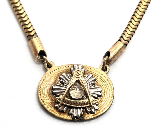 Masonic carved moon Anson 12k yellow gold filled vintage tie clip Freemason