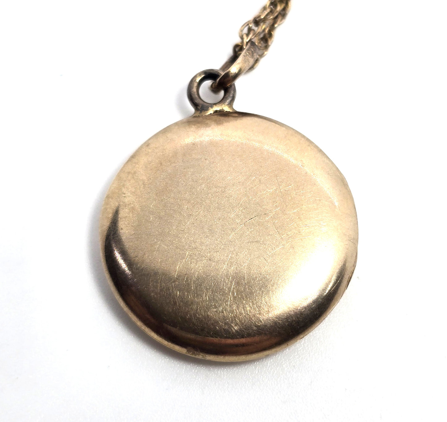 Antique 10k Yellow Gold Victorian EMS monogram etched locket necklace