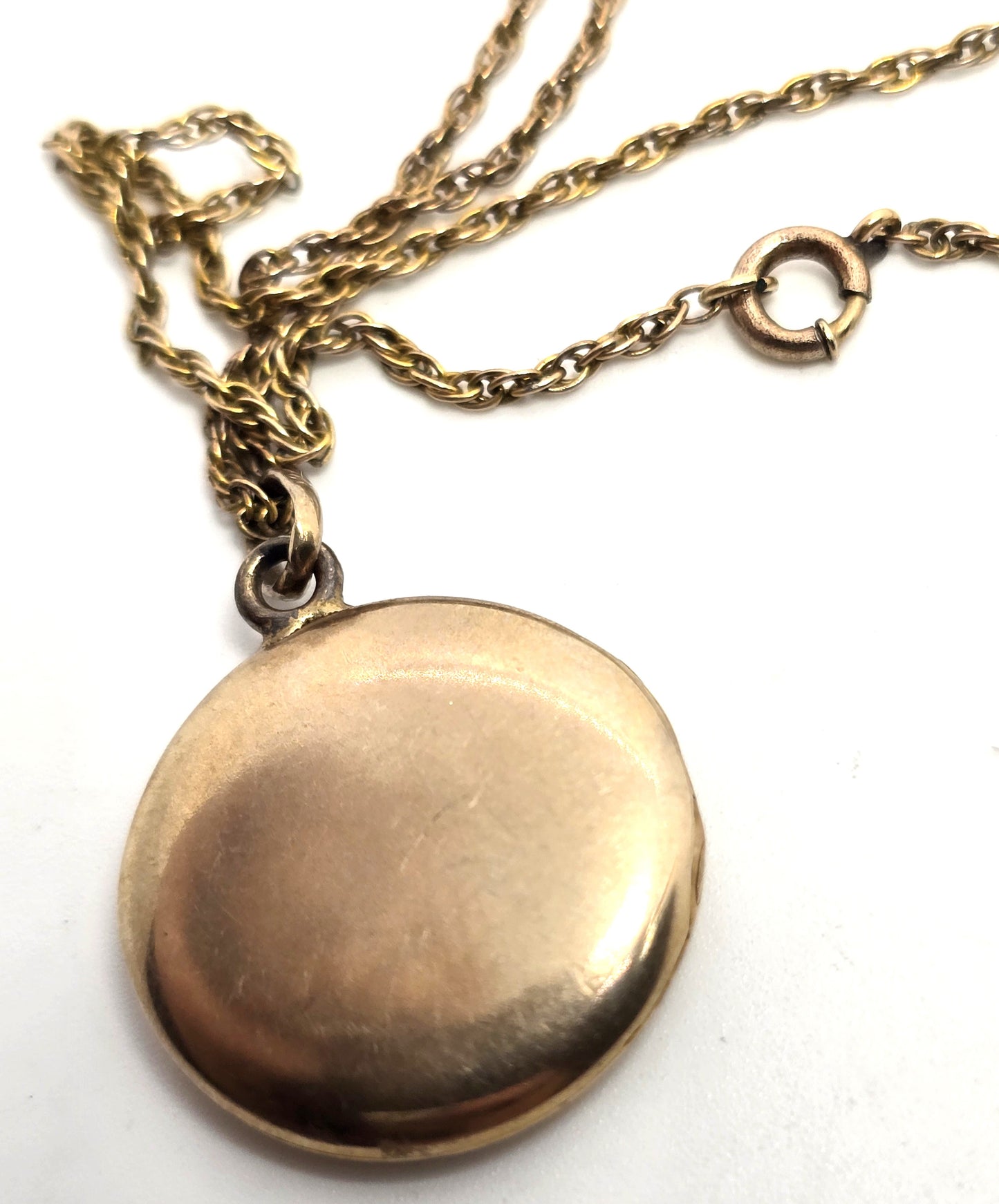 Antique 10k Yellow Gold Victorian EMS monogram etched locket necklace