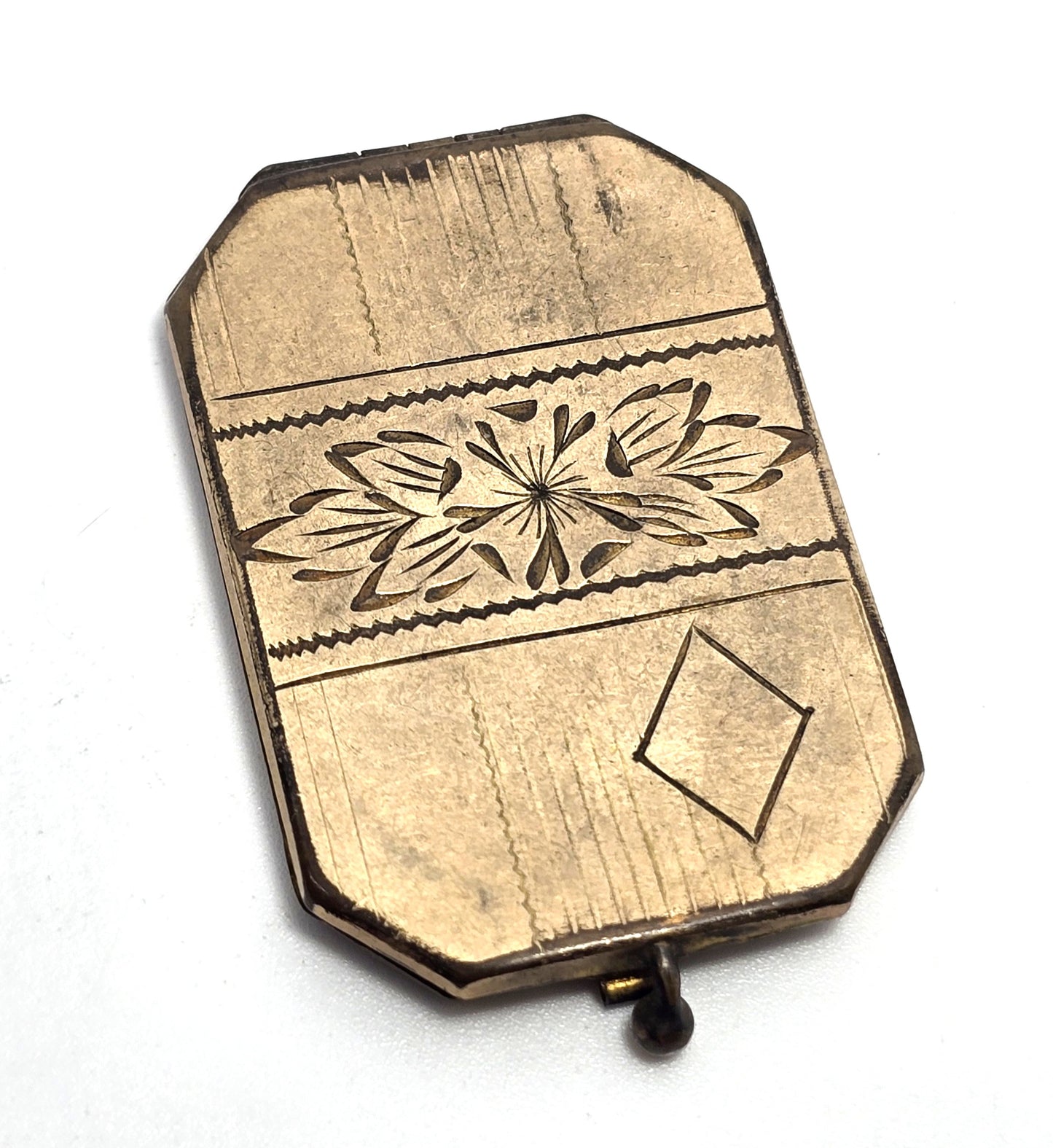 Antique Yellow Gold Filled Victorian etched tin type etched flower locket