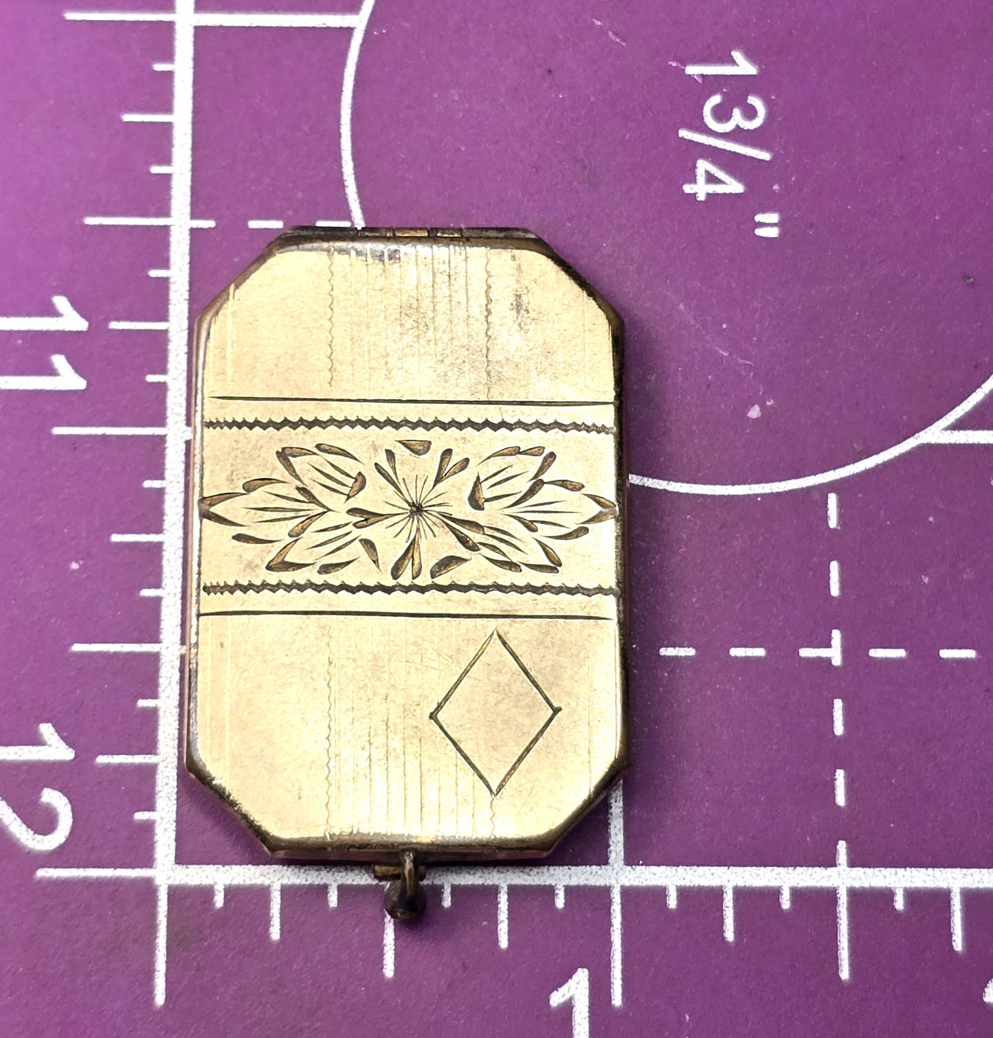 Antique Yellow Gold Filled Victorian etched tin type etched flower locket