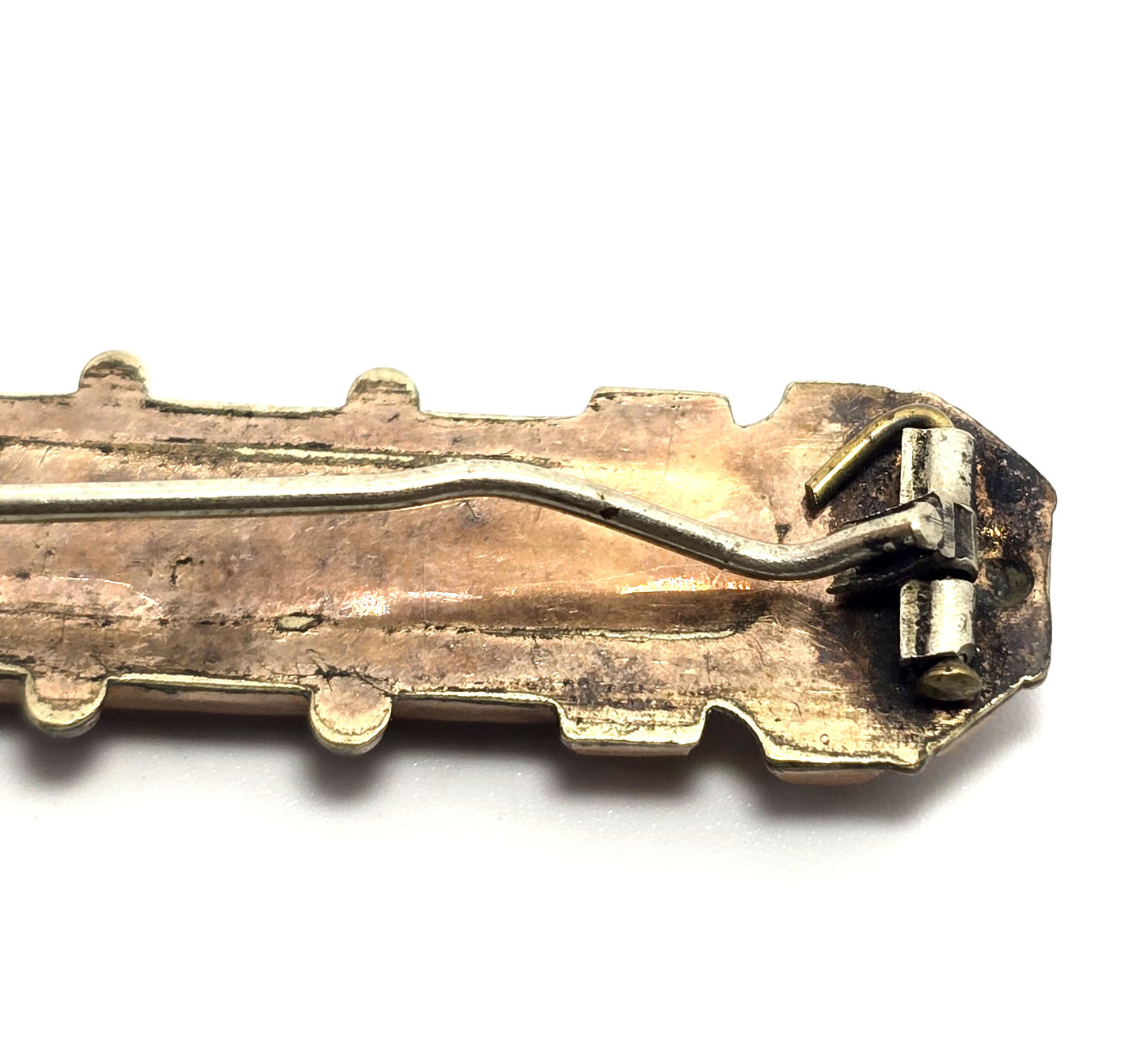 Victorian Etruscan antique etch flower gold filled vintage bar pin mourning brooch