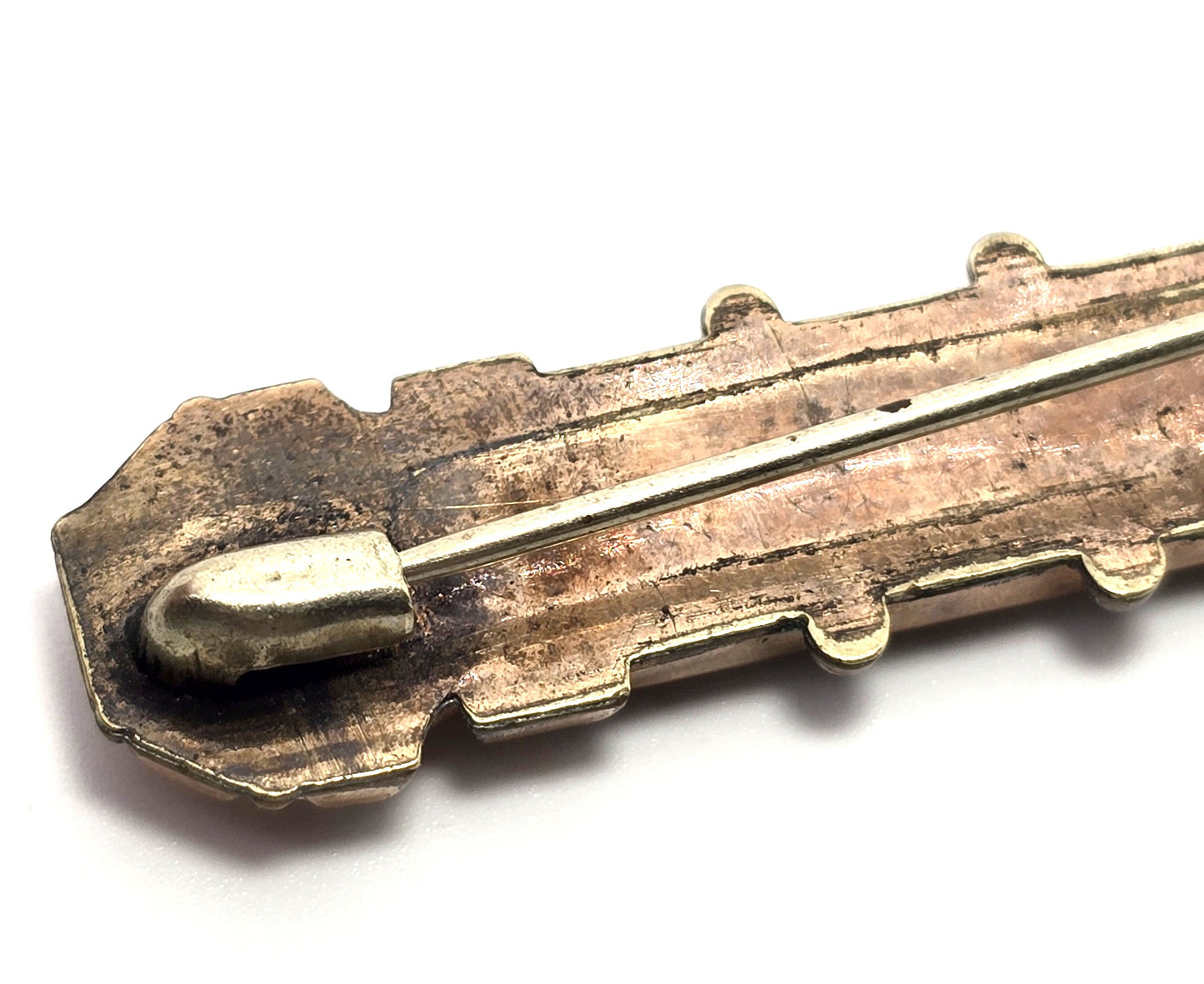 Victorian Etruscan antique etch flower gold filled vintage bar pin mourning brooch