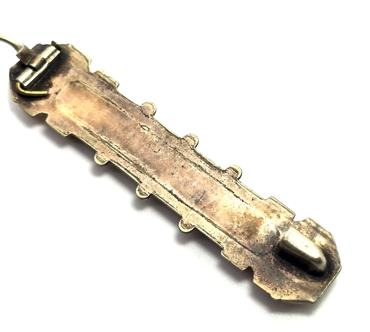 Victorian Etruscan antique etch flower gold filled vintage bar pin mourning brooch