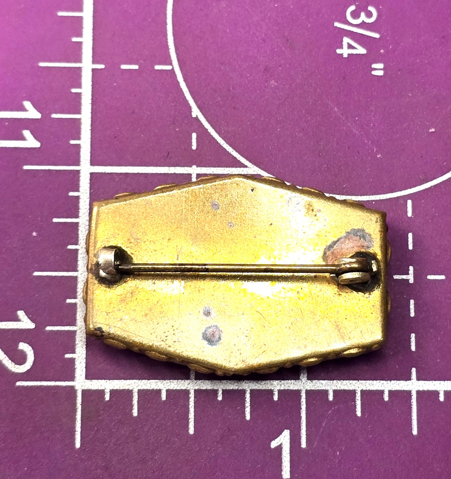 Antique Opalite pressed glass bezel set antique brass Victorian brooch