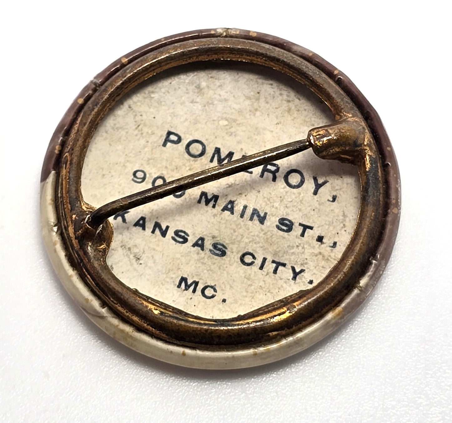 Campaign button Pomeroy antique 7/8ths inch pinback advertisement button 1890's