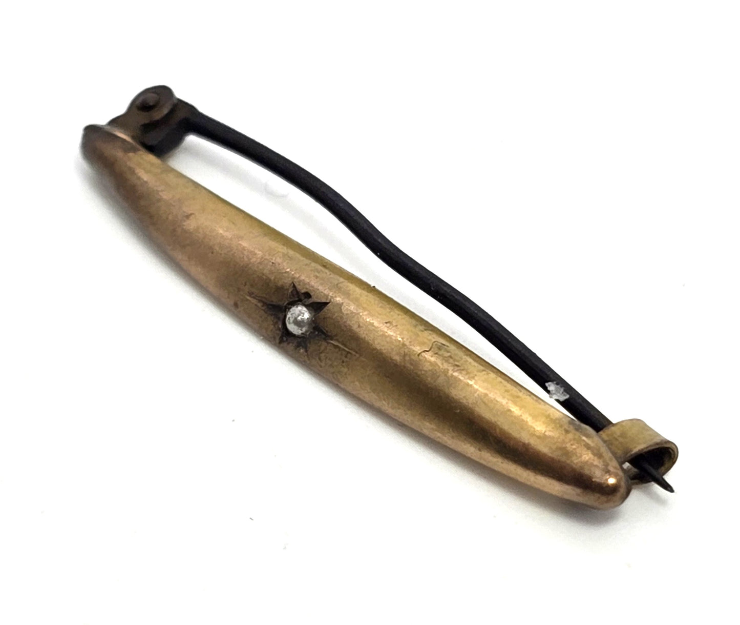 Seed pearl gypsy star yellow gold filled bar pin antique Victorian brooch lingerie pin