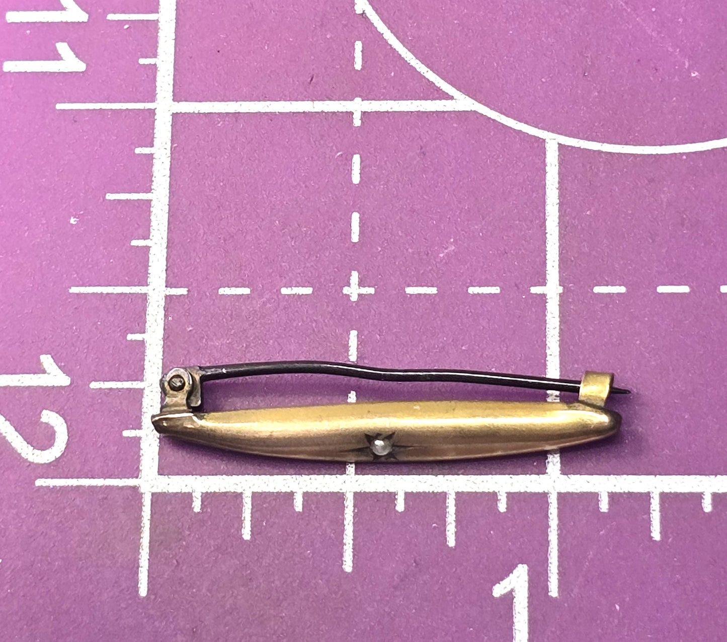 Seed pearl gypsy star yellow gold filled bar pin antique Victorian brooch lingerie pin