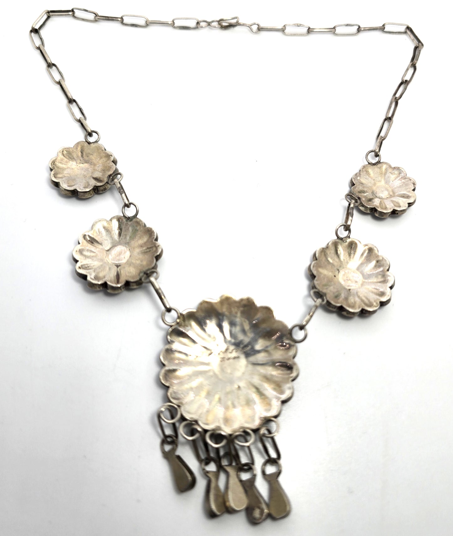 L.L. Dickson Larry and Lorinda Natie American Zuni Sterling sun face necklace