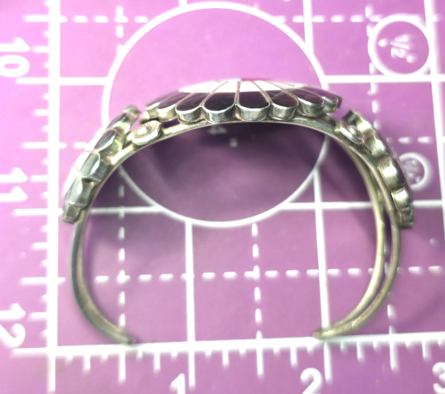 L.L. Dickson Larry and Lorinda Natie American Zuni Sterling sun face cuff bracelet