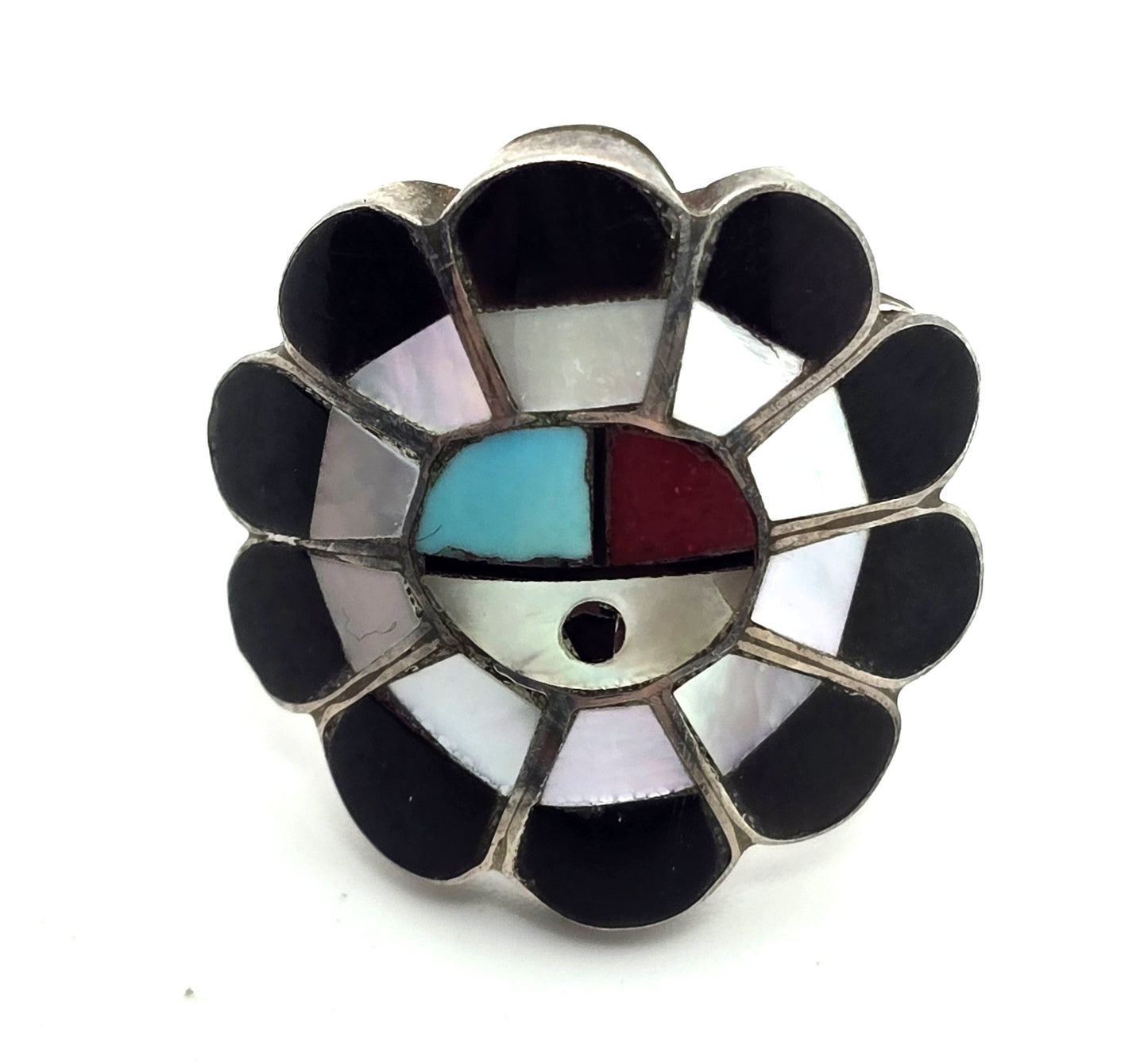 L.L. Dickson Larry and Lorinda Natie American Zuni Sterling sun face ring size 7