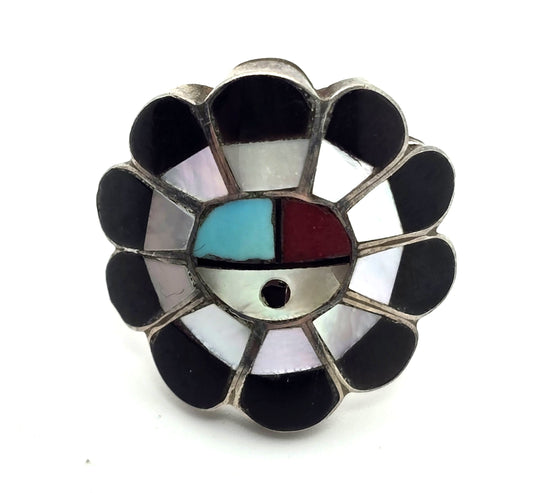 L.L. Dickson Larry and Lorinda Natie American Zuni Sterling sun face ring size 7