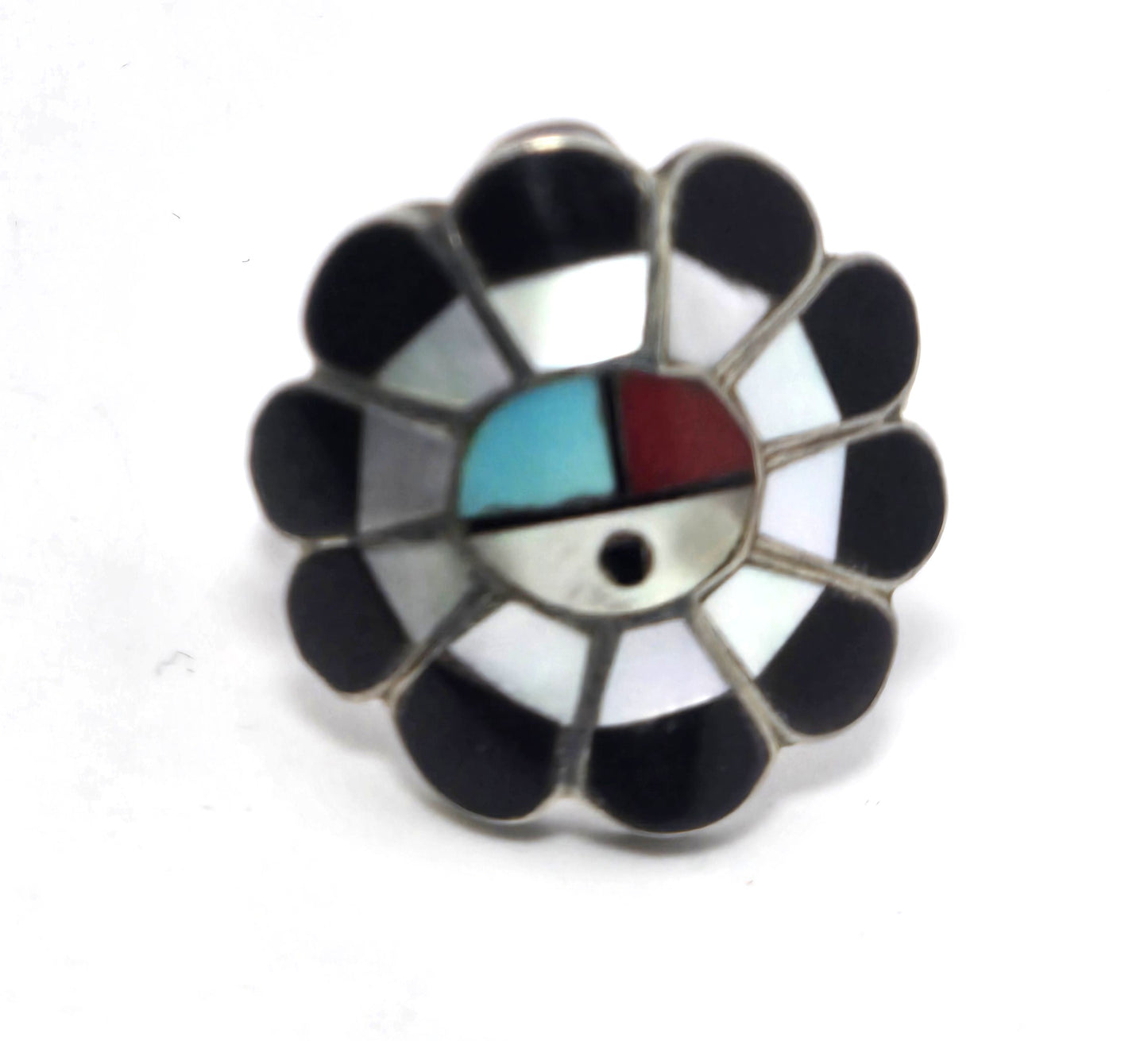 L.L. Dickson Larry and Lorinda Natie American Zuni Sterling sun face ring size 7