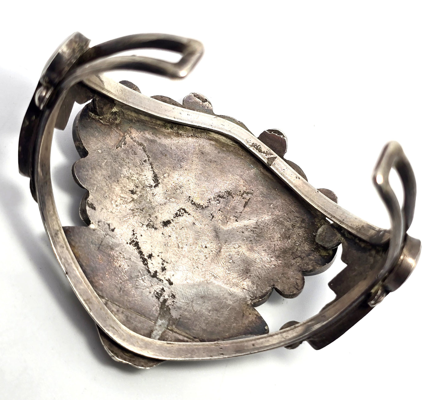 Zuni Sun Face Native American Sterling Silver multi gemstone inlay cuff bracelet