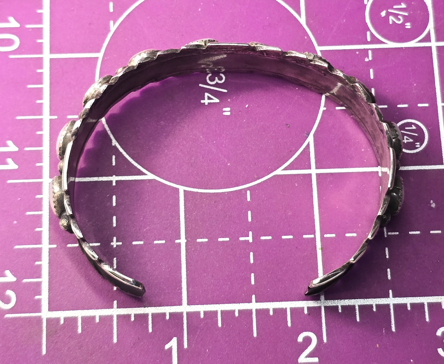 Pink slipper shell Native American vintage sterling silver MOP vintage cuff bracelet