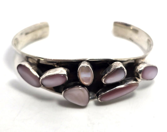 Alice Platero Navajo Pink slipper shell Native American vintage sterling cuff bracelet
