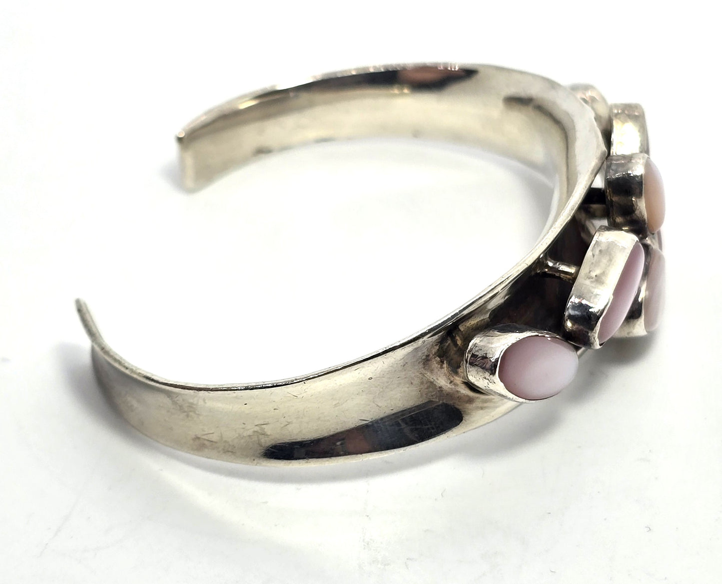 Alice Platero Navajo Pink slipper shell Native American vintage sterling cuff bracelet