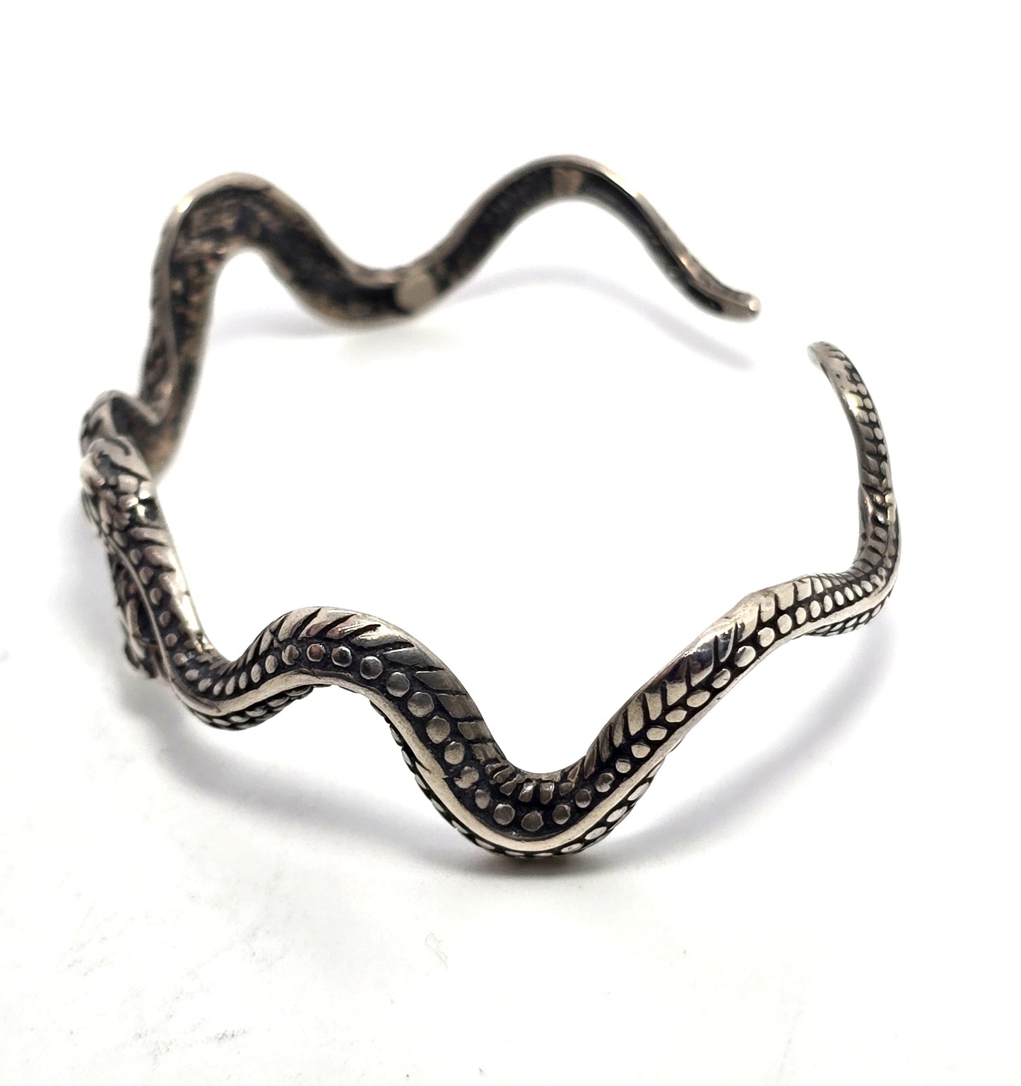 Double snake vintage tribal serpent vintage sterling silver bangle bracelet