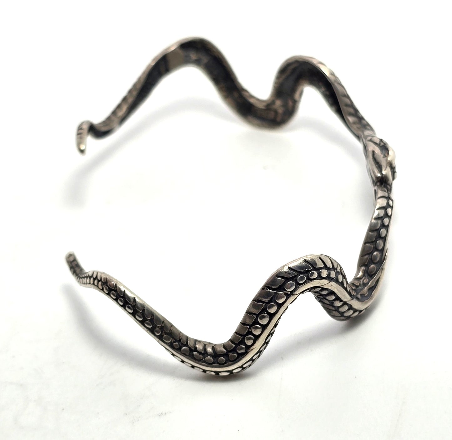 Double snake vintage tribal serpent vintage sterling silver bangle bracelet