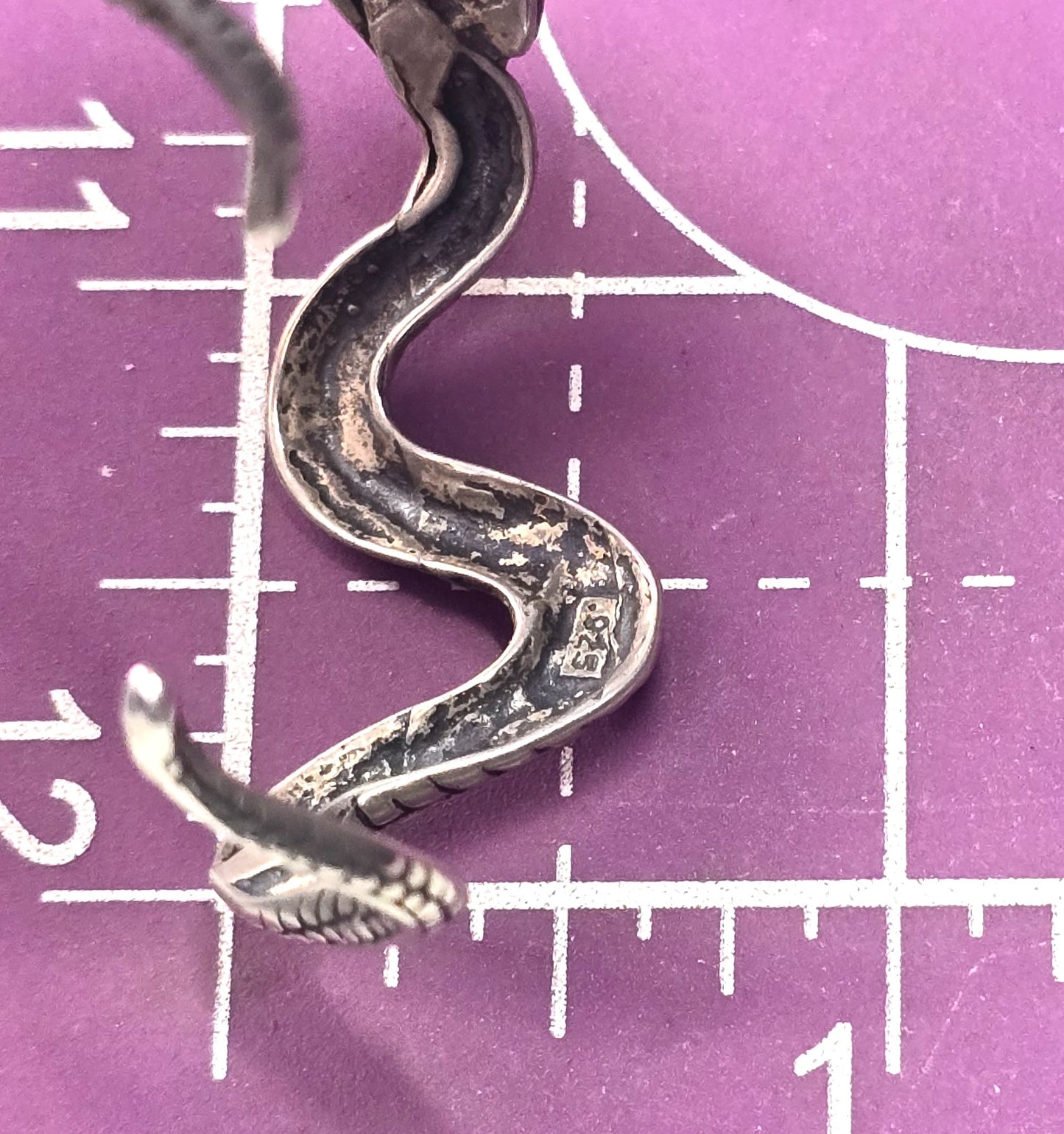 Double snake vintage tribal serpent vintage sterling silver bangle bracelet