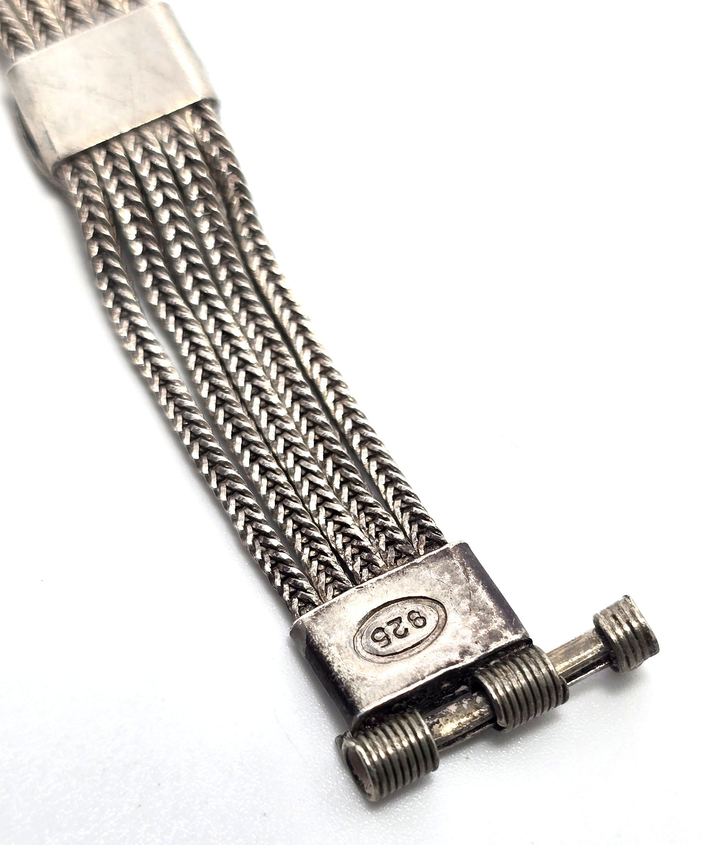 Turkish Ottoman Carnelian foxtail 3 chain 925 sterling silver vintage bracelet