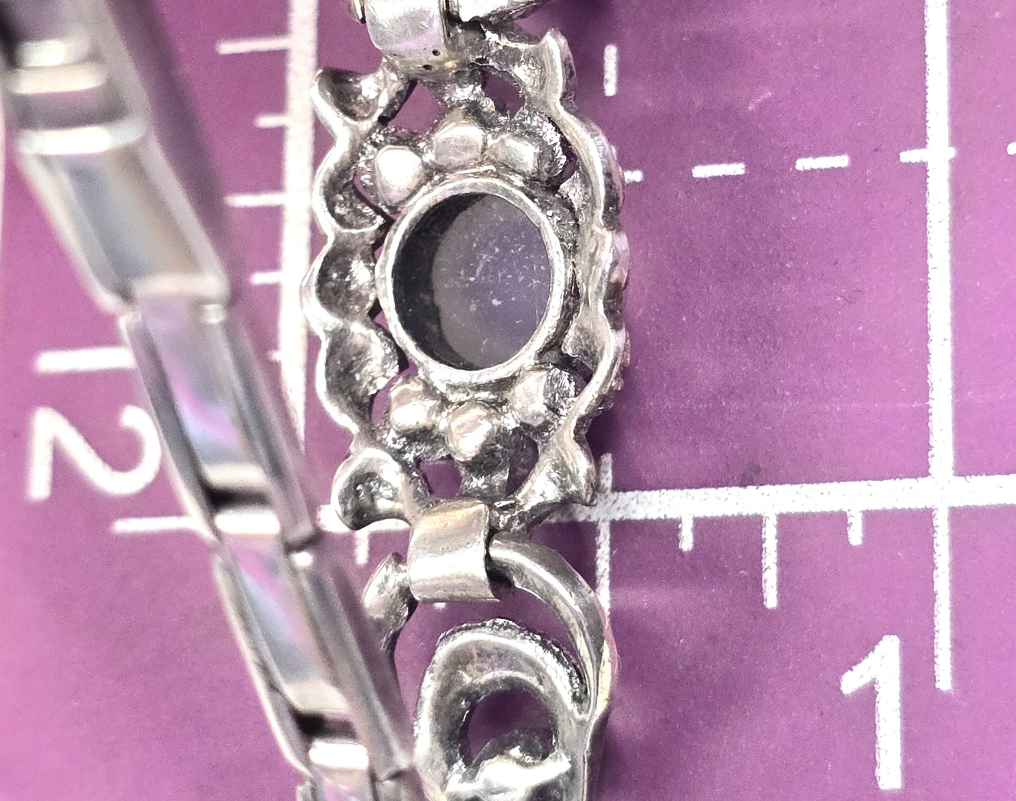 Silver Moonstone marcasite Art Deco stretch sterling silver antique bracelet