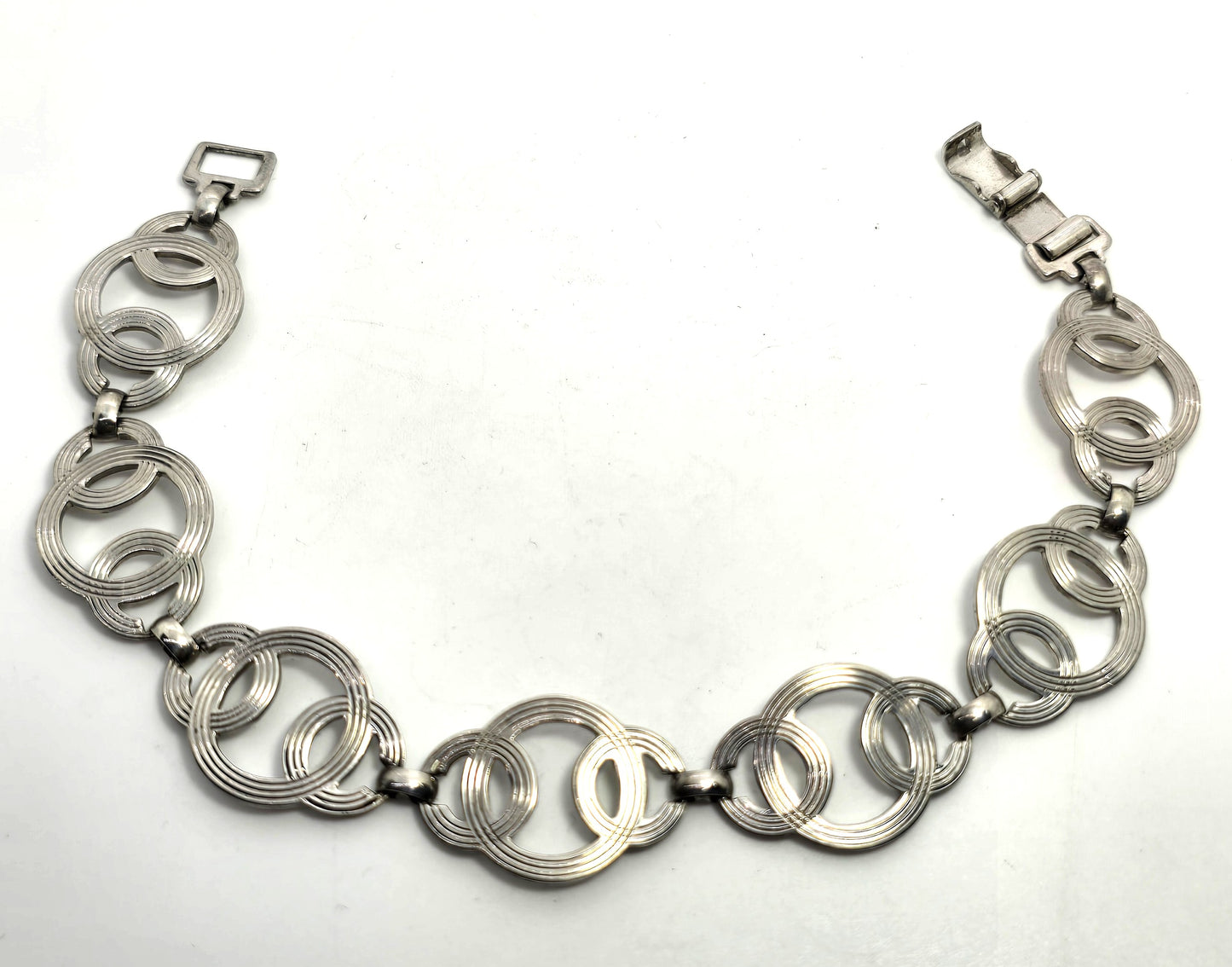 Vintage W.E Richards Unique Geometric Style Link sterling silver Bracelet