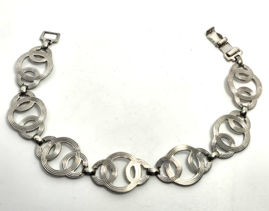 Vintage W.E Richards Unique Geometric Style Link sterling silver Bracelet