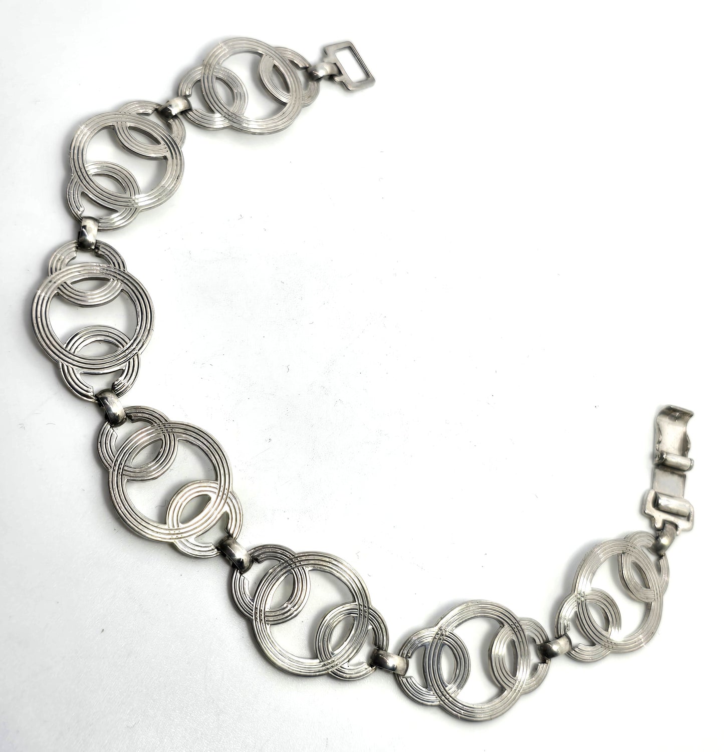 Vintage W.E Richards Unique Geometric Style Link sterling silver Bracelet