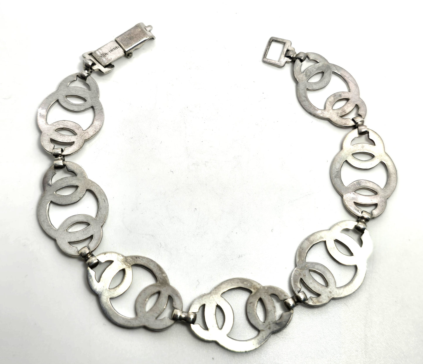Vintage W.E Richards Unique Geometric Style Link sterling silver Bracelet