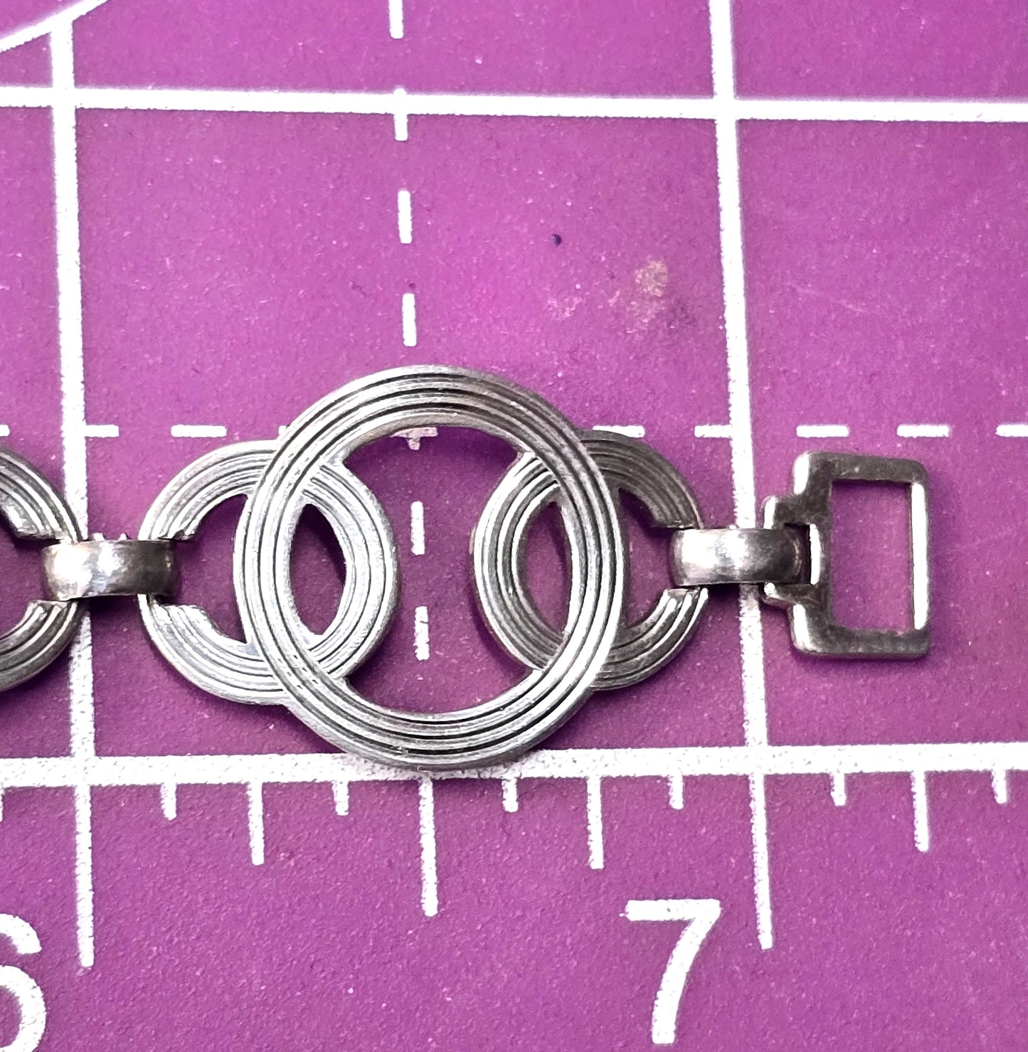 Vintage W.E Richards Unique Geometric Style Link sterling silver Bracelet