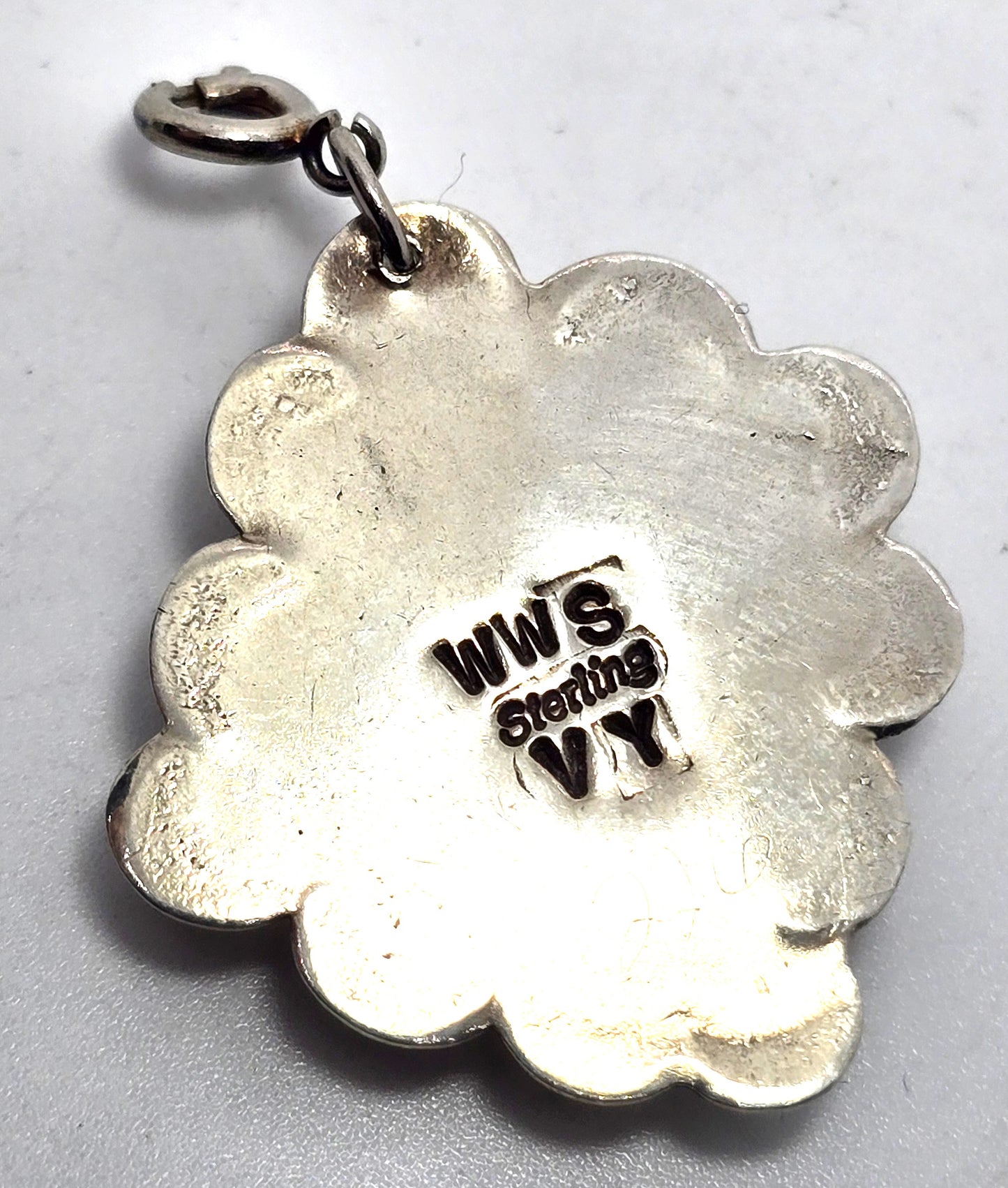 VY WWS Walter Stone & Veronica Yellowhorse Sterling Turquoise Cactus Pendant charm