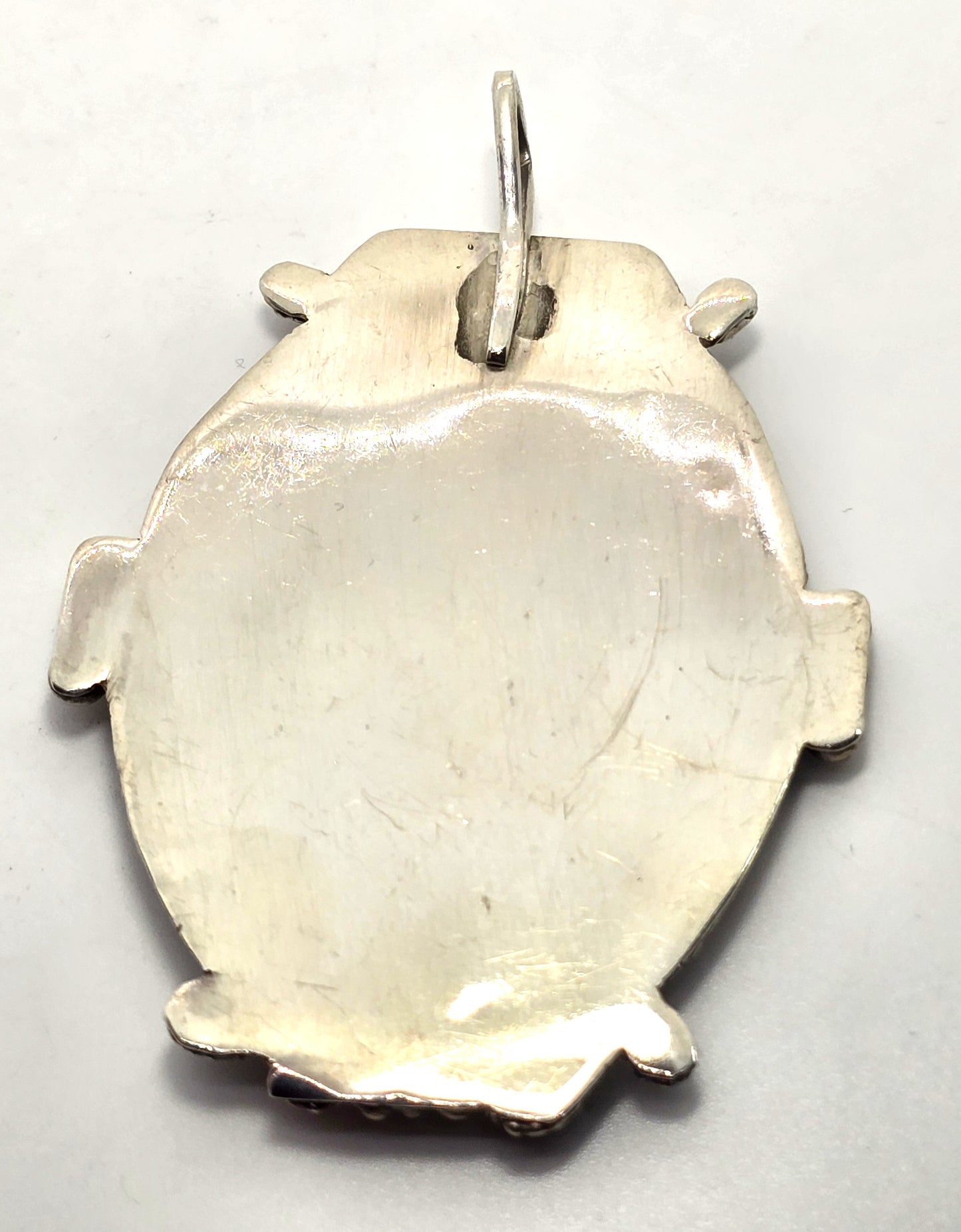 Native American artisan vintage large brown Agate sterling silver pendant