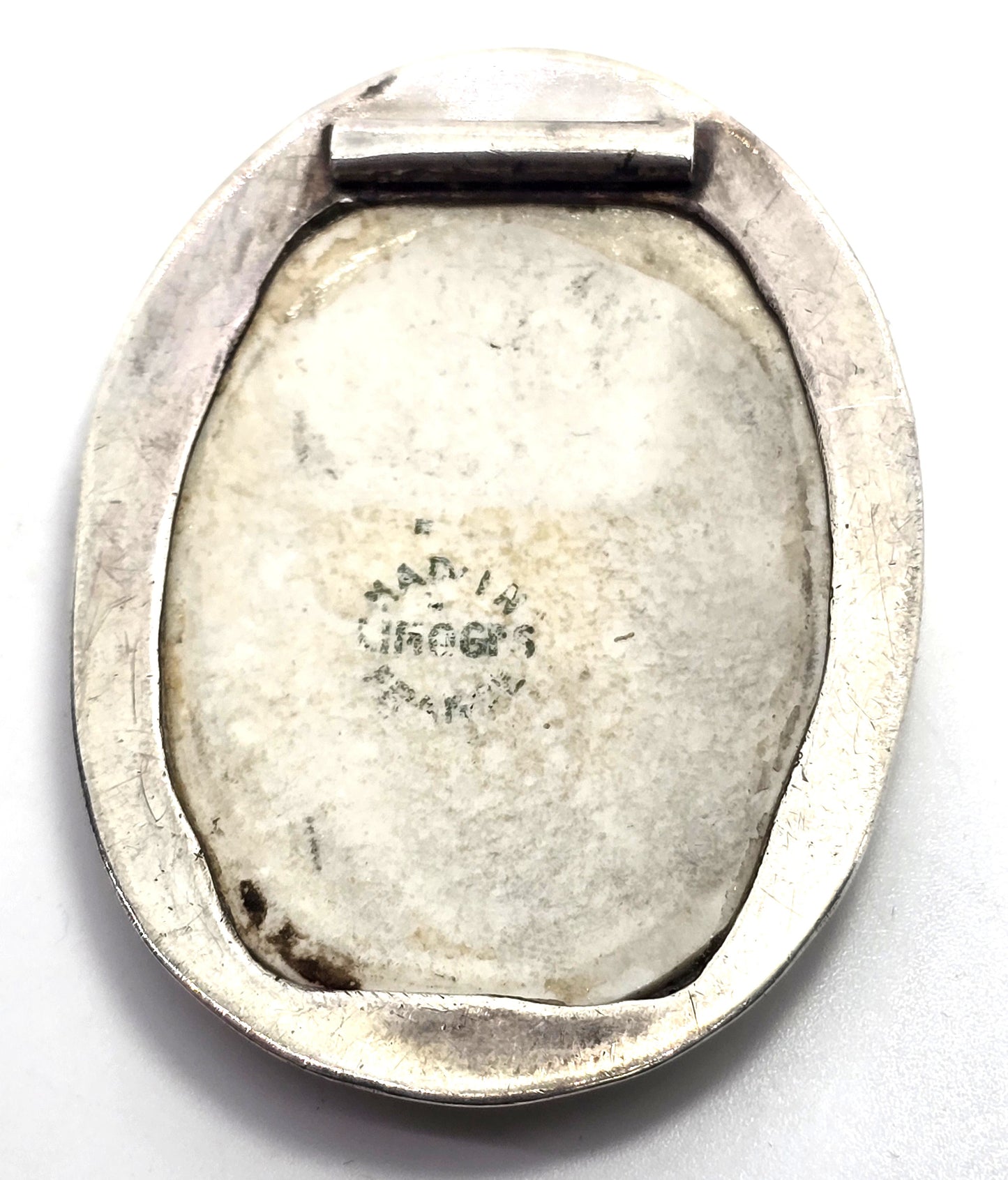 Limoges Made in France Porcelain Courting Couple antique sterling silver pendant