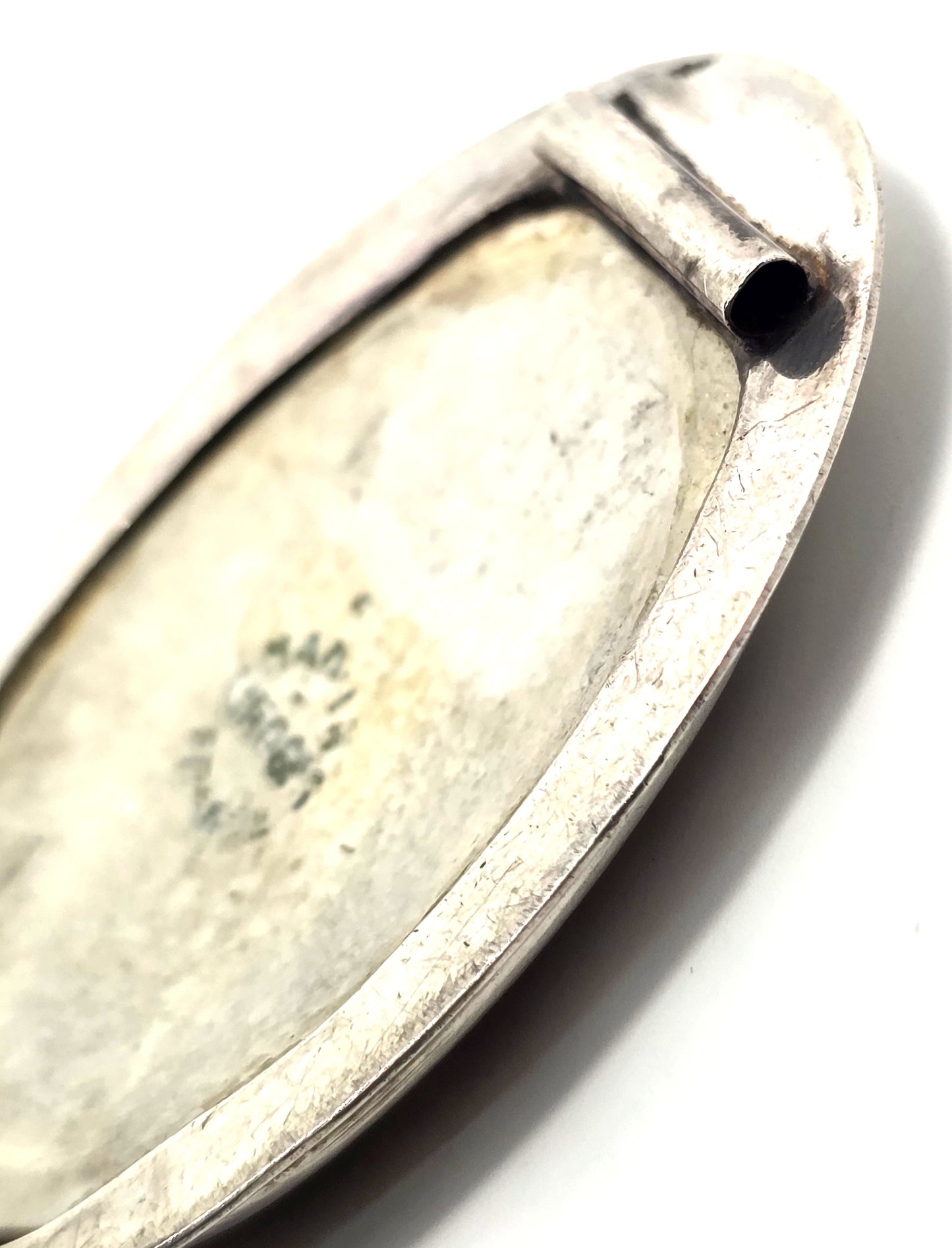 Limoges Made in France Porcelain Courting Couple antique sterling silver pendant