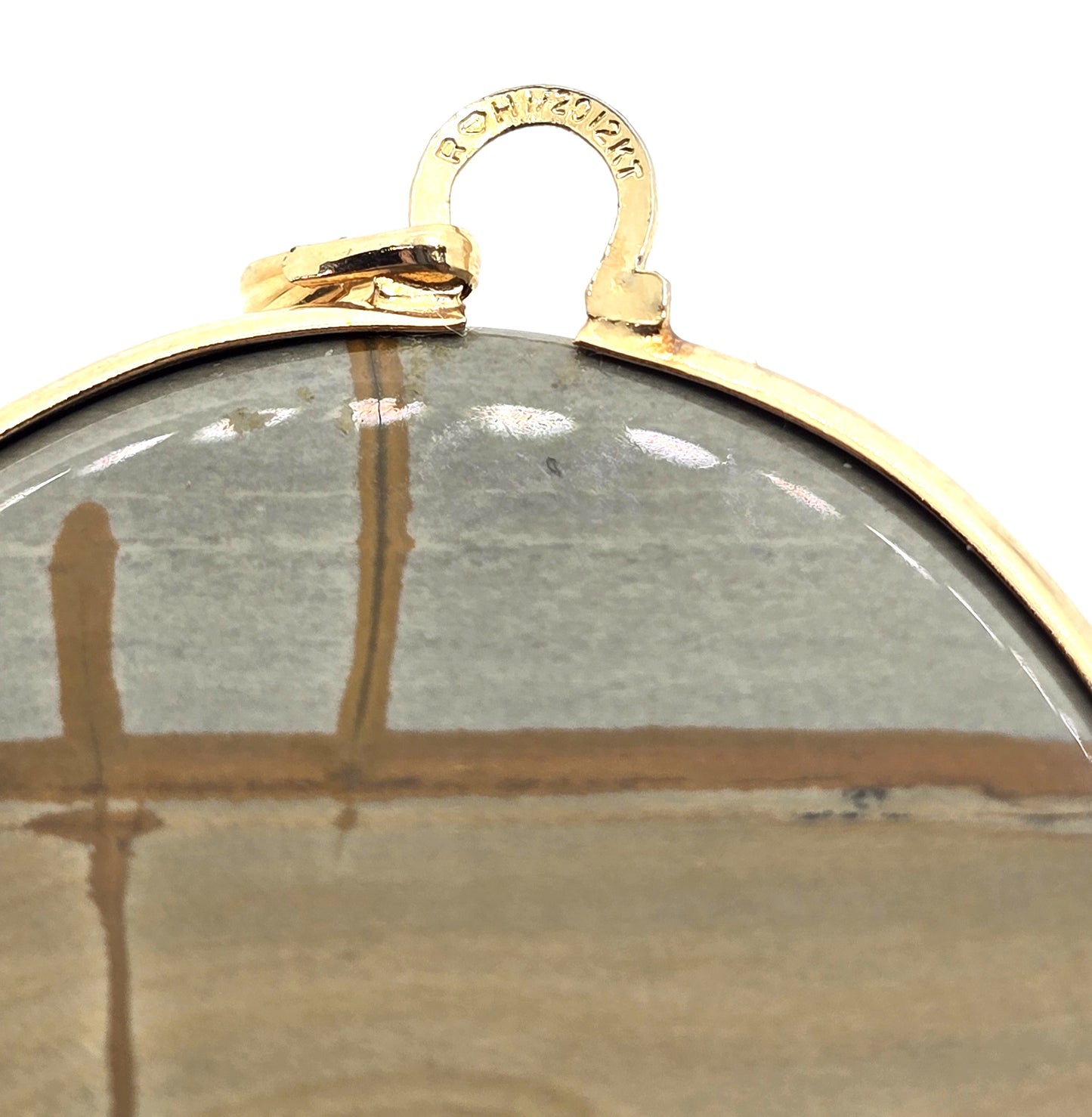 Landscape jasper vintage large gemstone 12k yellow gold filled pendant