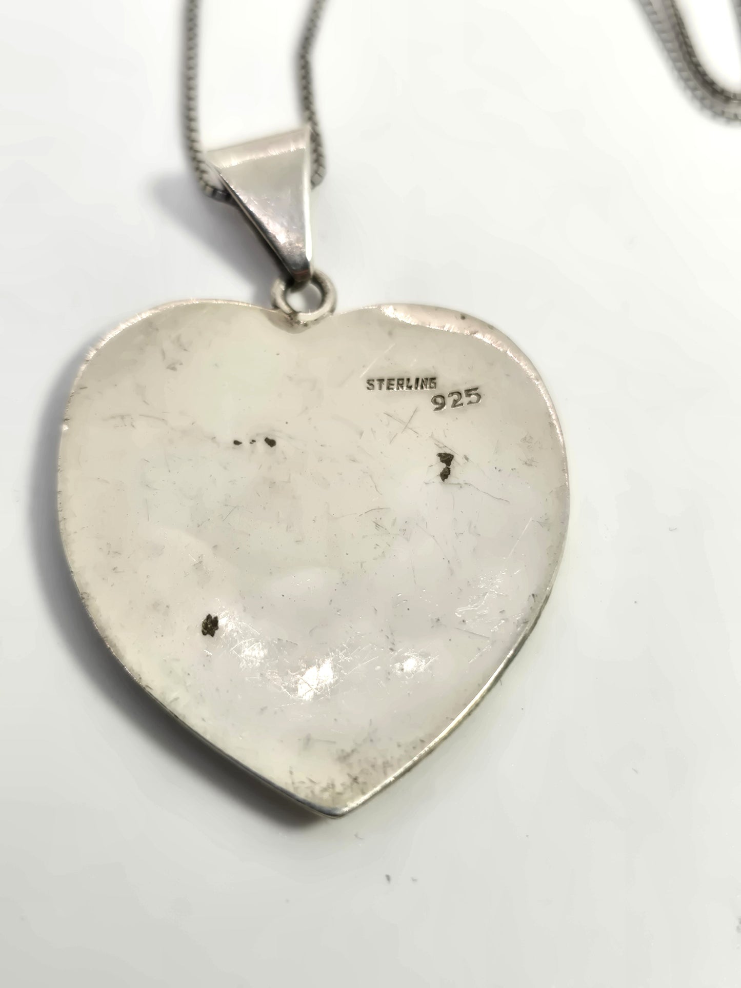 Dancing Kokopelli Vintage Native American Sterling Silver heart pendant necklace